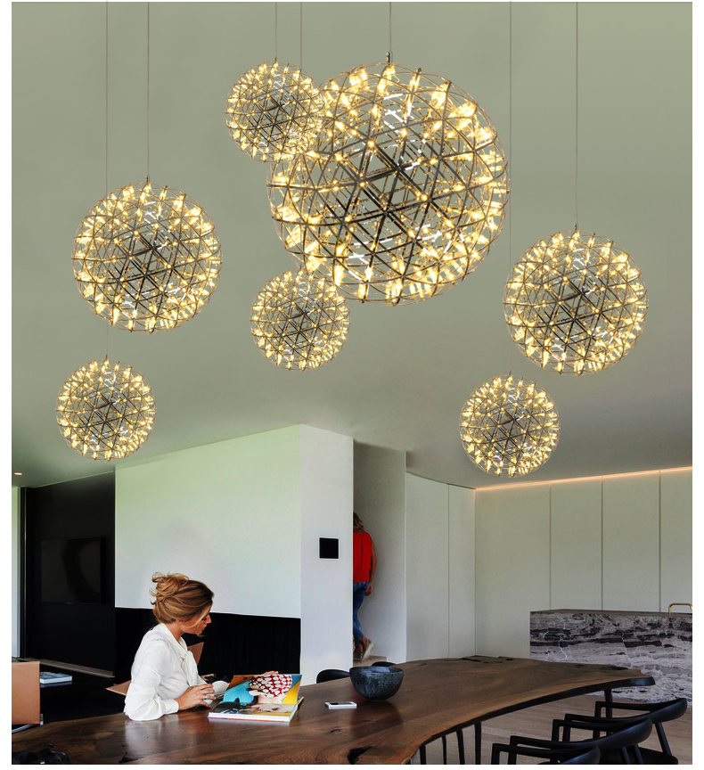 Modern hotel ceiling decoration Round ball Stainless steel Custom chandelier pendant light CPL-05