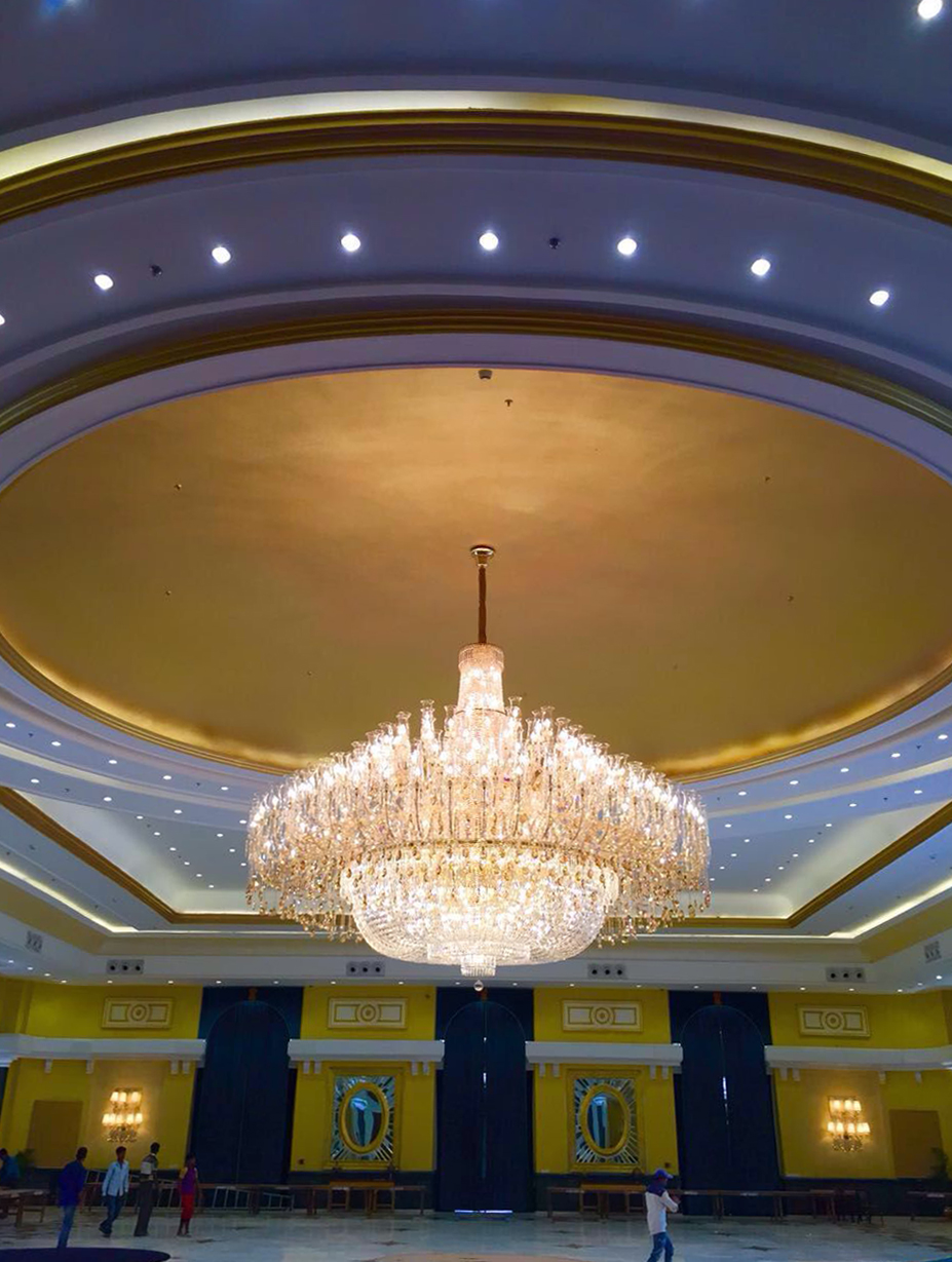 Custom large indoor decoration High-grade hotel Villa Traditional crystal led chandelier CPL-06