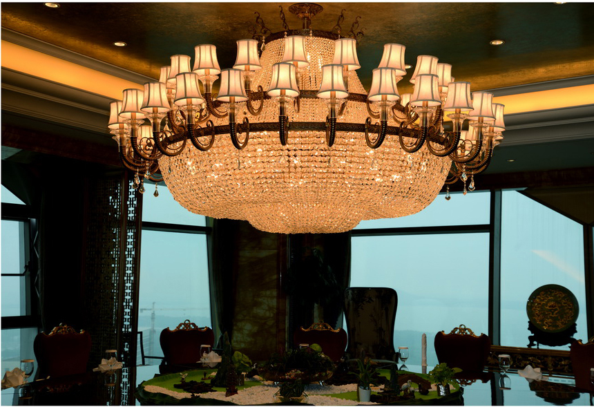 Custom large indoor decoration High-grade hotel Villa Traditional crystal led chandelier CPL-06