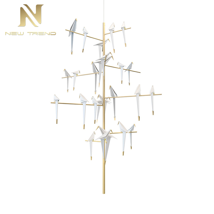 New design bird series indoor gallery decoration modern led chandelier lamp  DDE8102