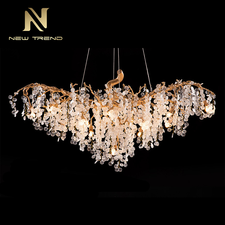 indoor decoration hall ballroom hotel copper glaze led chandelier pendant light DZ4874