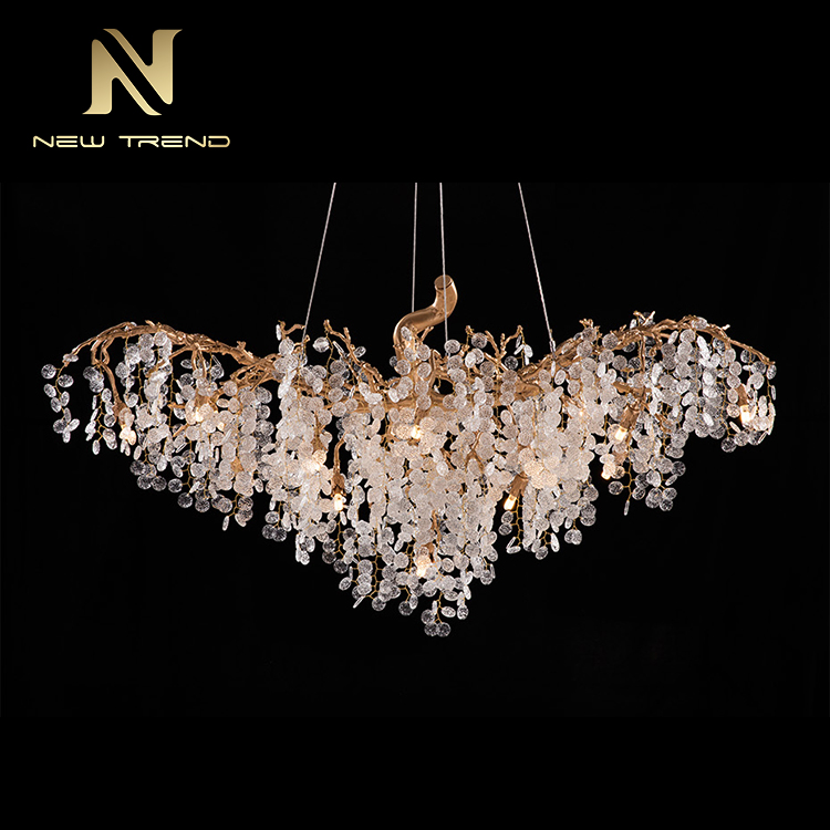 indoor decoration hall ballroom hotel copper glaze led chandelier pendant light DZ4874