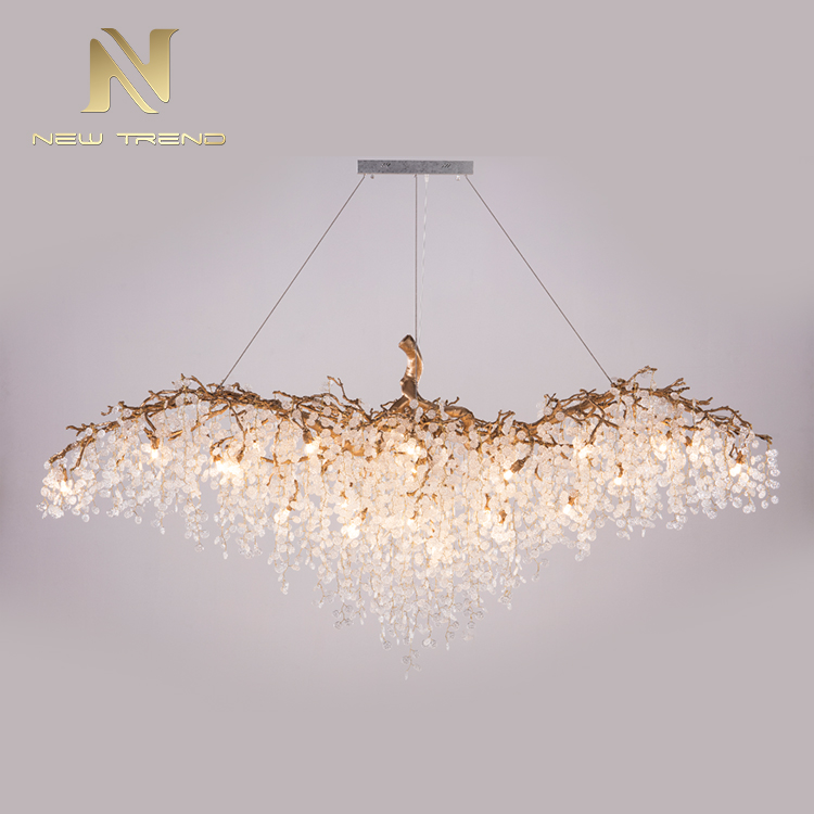 indoor decoration hall ballroom hotel copper glaze led chandelier pendant light DZ4874