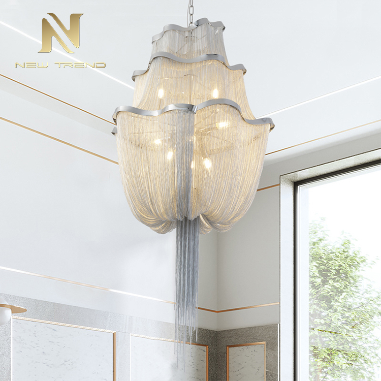 indoor decoration villa home restaurant metal chrome modern led pendant lamp DY8035