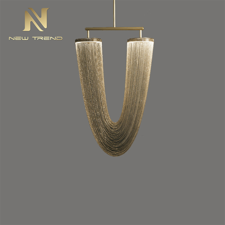 Unique design indoor decoration u shape rose gold metal modern led pendant light DY8055