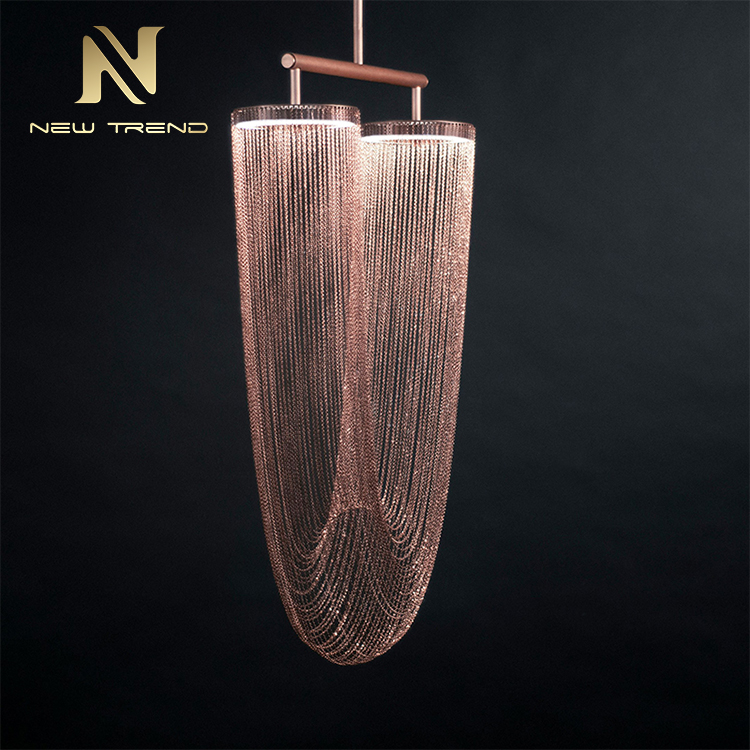 Unique design indoor decoration u shape rose gold metal modern led pendant light DY8055