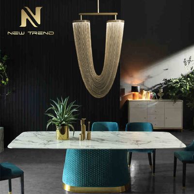 Unique design indoor decoration u shape rose gold metal modern led pendant light DY8055