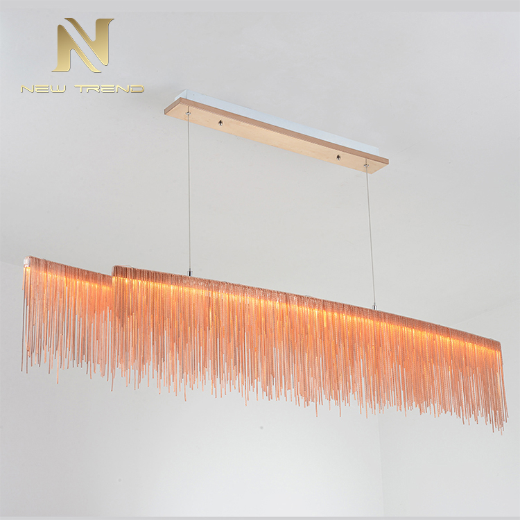 Modern indoor decoration pink gold color optional ceiling mounted led linear pendant light DY8060