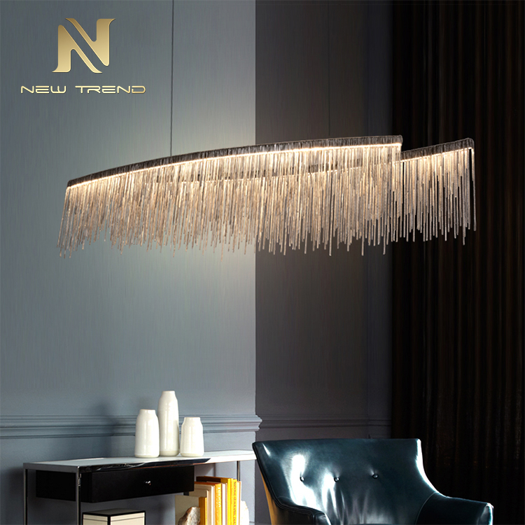 Modern indoor decoration pink gold color optional ceiling mounted led linear pendant light DY8060