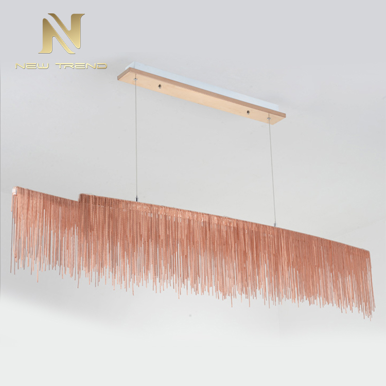 Modern indoor decoration pink gold color optional ceiling mounted led linear pendant light DY8060