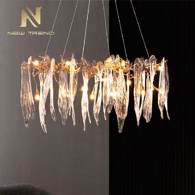 Modern design indoor villa hall ballroom decoration lighting glass led chandelier DZ4882