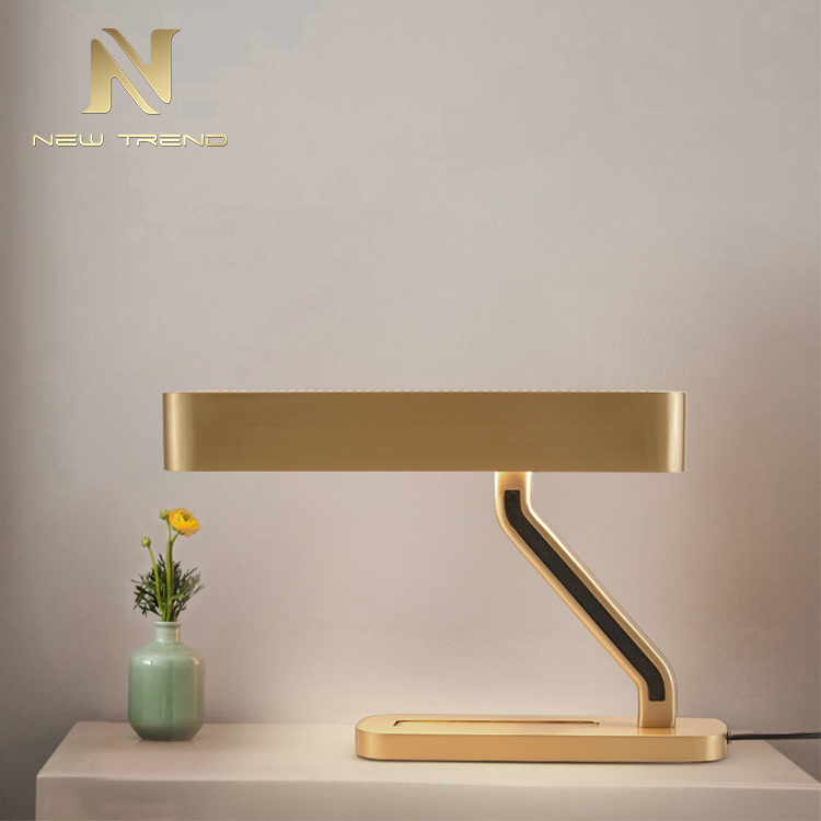 High quality modern style Indoor bedroom study room lighting copper led table lamp G8807