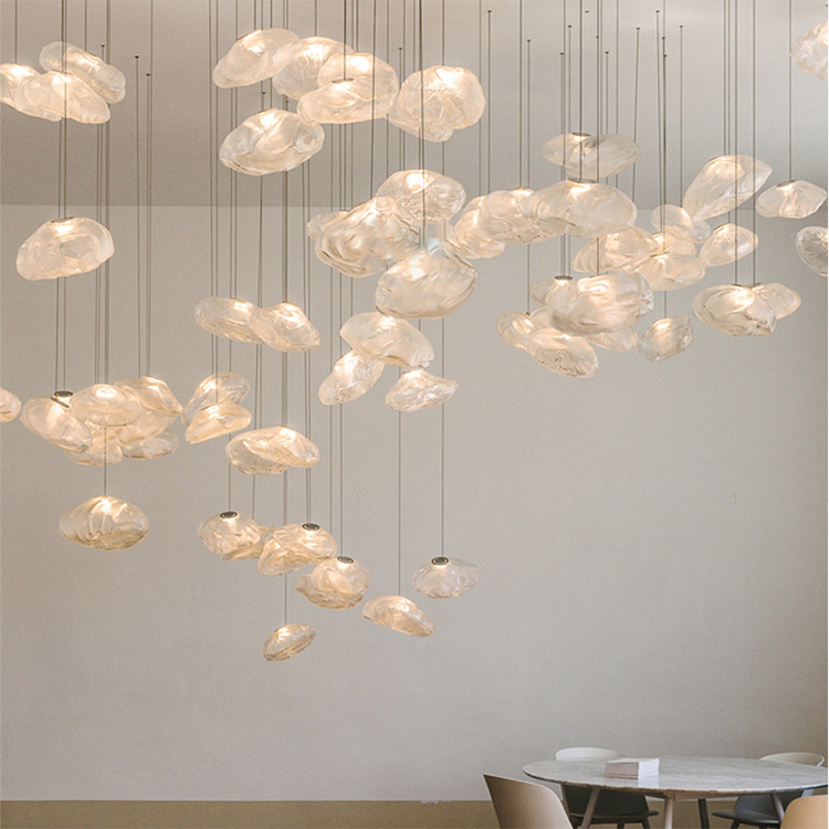 residential living room dinning room irregular shape glass modern led pendant light PKX5129