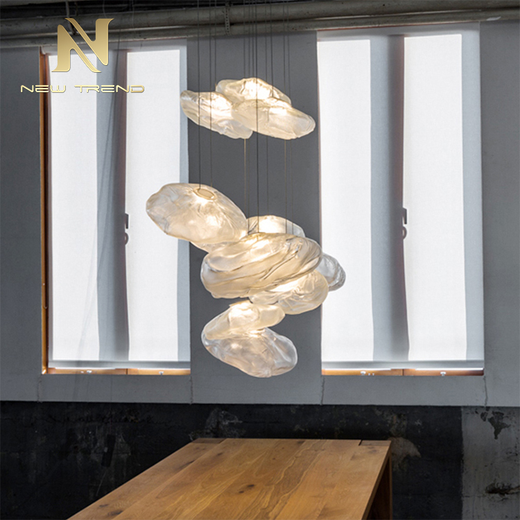 residential living room dinning room irregular shape glass modern led pendant light PKX5129