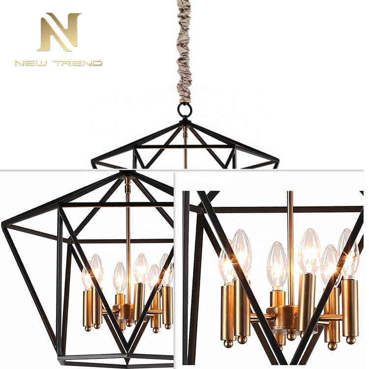 New product indoor living room dinning room iron frame black led pendant lamp P5950PA