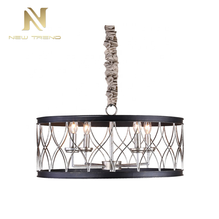 Antique style indoor decoration hanging lighting iron frame led chandelier P6017PA