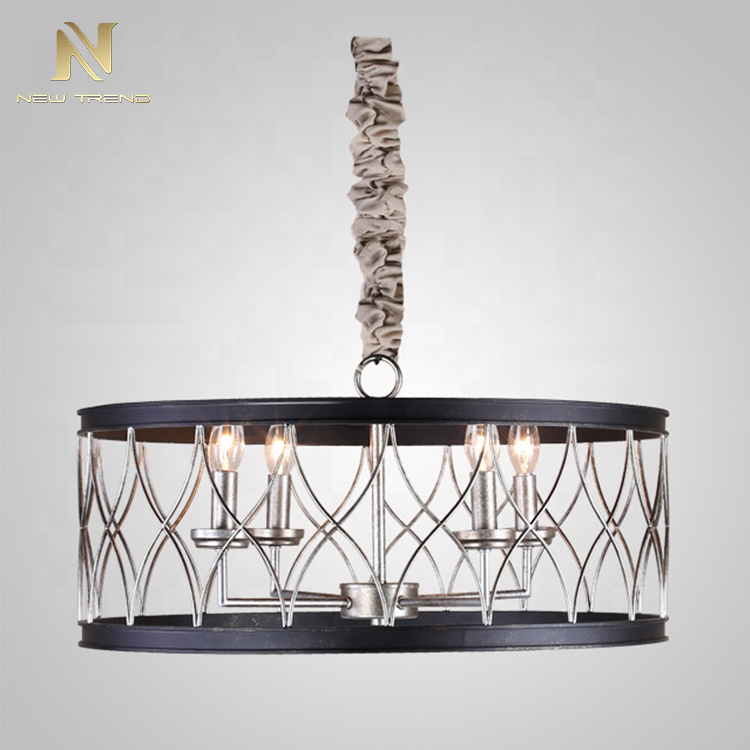 Antique style indoor decoration hanging lighting iron frame led chandelier P6017PA