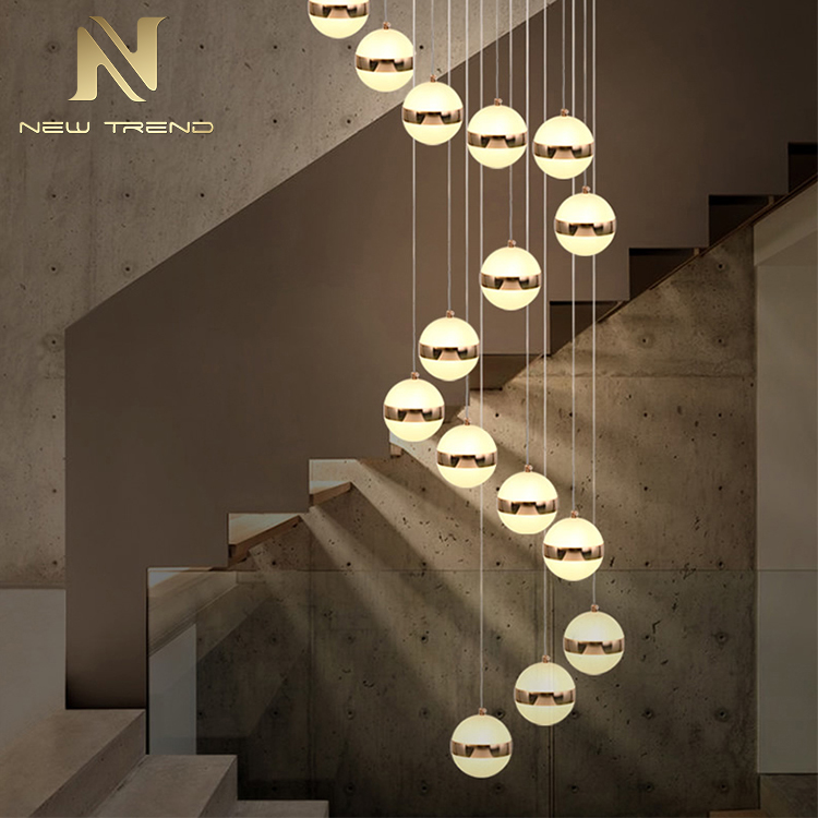 New Design Indoor Decoration Lighting For Villa Staircase Acrylic Ball Led Chandelier PYS8015