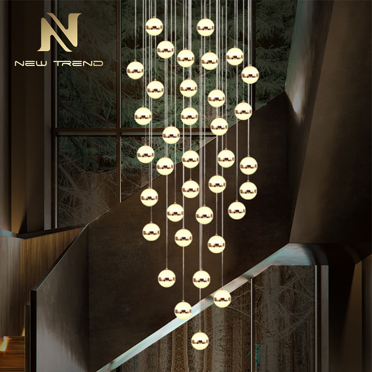 New Design Indoor Decoration Lighting For Villa Staircase Acrylic Ball Led Chandelier PYS8015