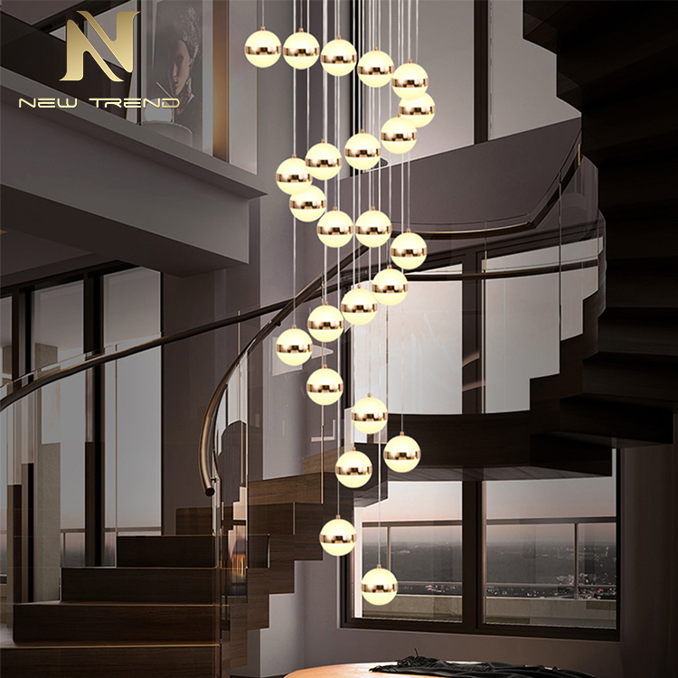 New Design Indoor Decoration Lighting For Villa Staircase Acrylic Ball Led Chandelier PYS8015