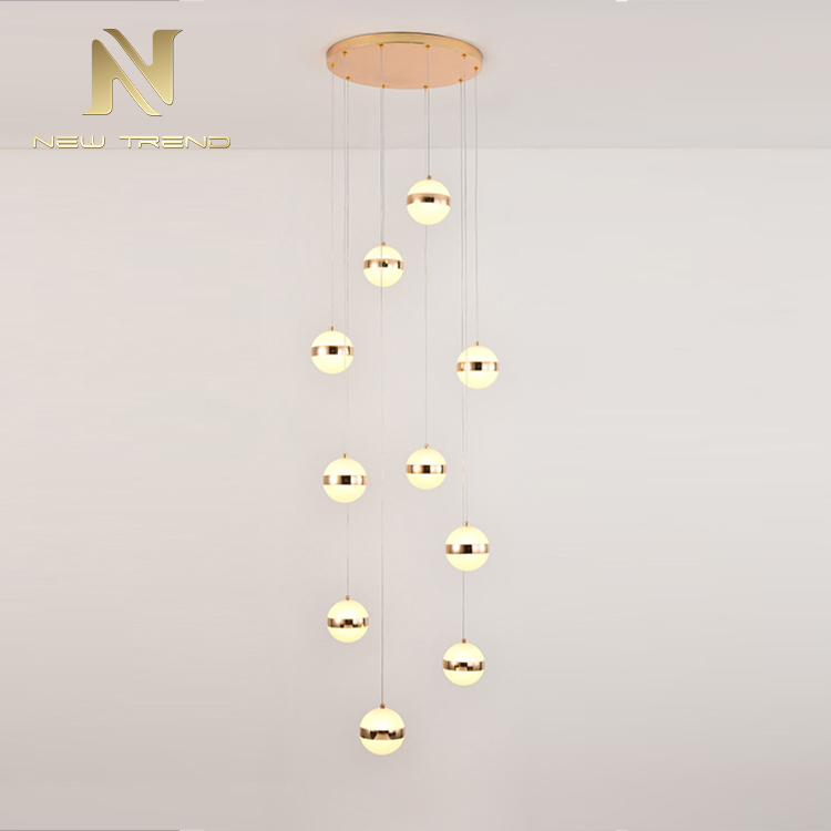 New Design Indoor Decoration Lighting For Villa Staircase Acrylic Ball Led Chandelier PYS8015