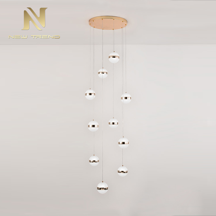 New Design Indoor Decoration Lighting For Villa Staircase Acrylic Ball Led Chandelier PYS8015