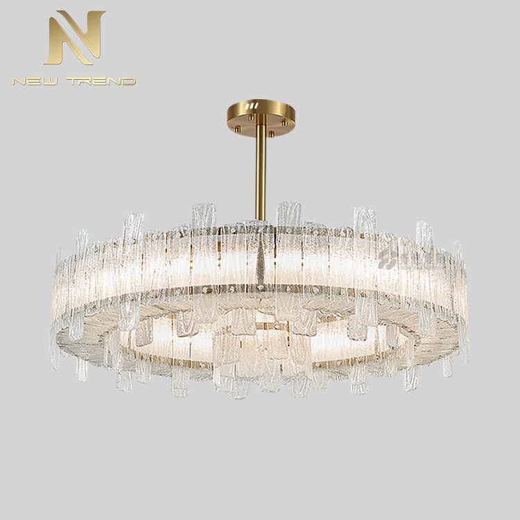 Professional Factory Indoor Villa Club Decorative Round Iron Frame Glass LED Pendant Lamp P8179