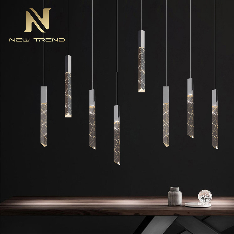 New Model Gallery Villa Decoraion Gold Chrome LED Commercial Crystal Pendant Light PJ8031