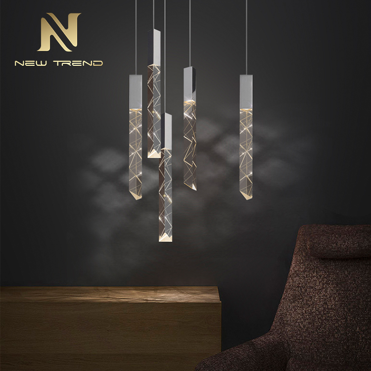 New Model Gallery Villa Decoraion Gold Chrome LED Commercial Crystal Pendant Light PJ8031