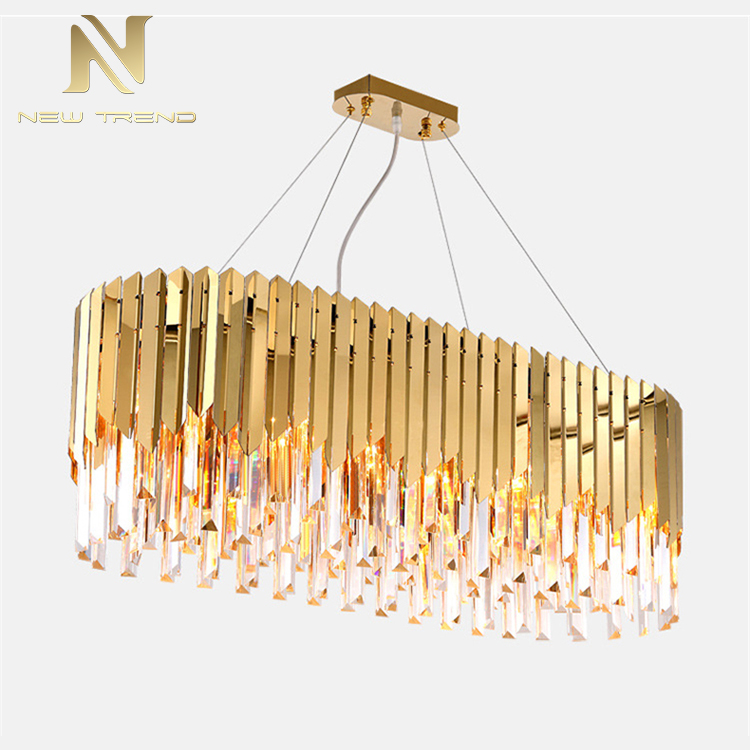 Hot Sale Villa Home Indoor Decoration Titanium Gold Crystal LED Pendant Lamp PMJ8604