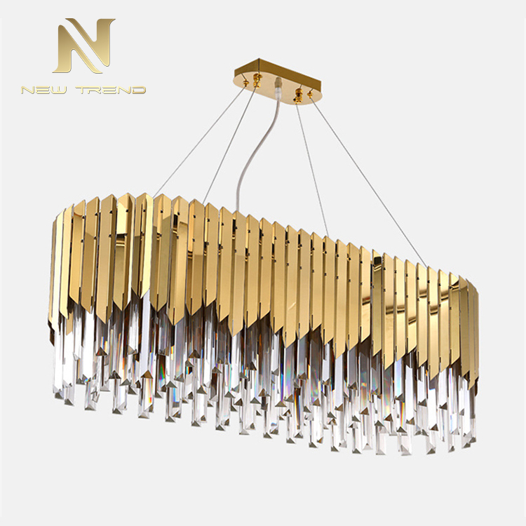 Hot Sale Villa Home Indoor Decoration Titanium Gold Crystal LED Pendant Lamp PMJ8604