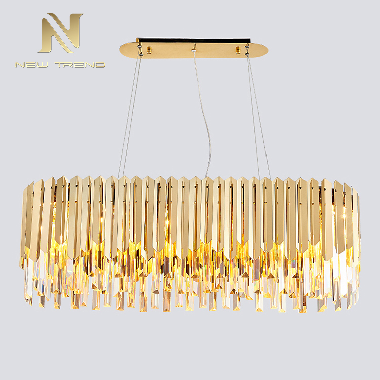 Hot Sale Villa Home Indoor Decoration Titanium Gold Crystal LED Pendant Lamp PMJ8604