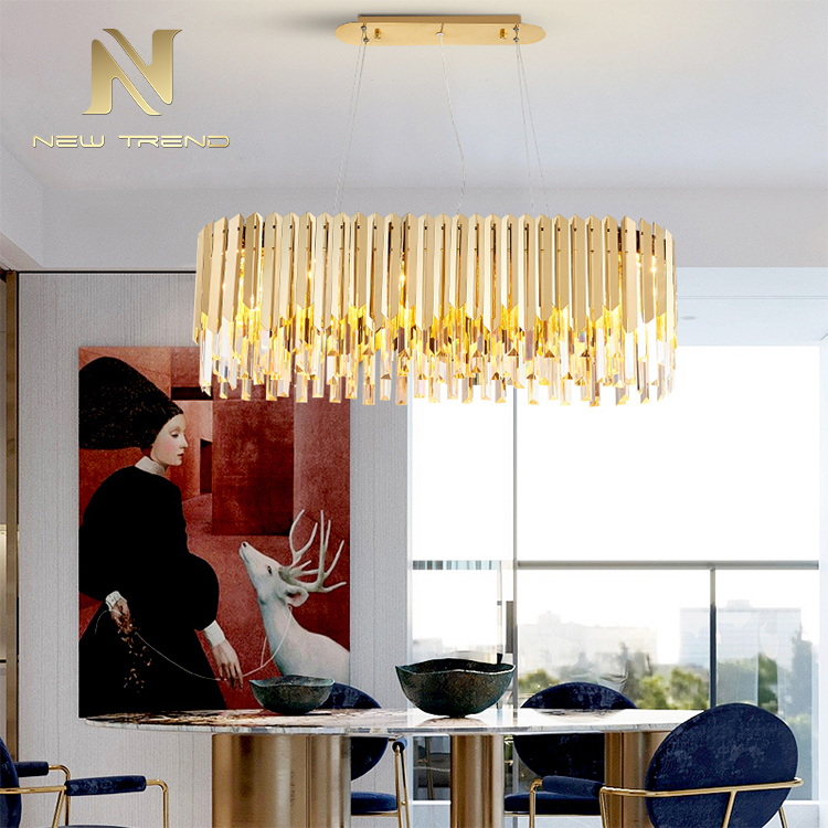 Hot Sale Villa Home Indoor Decoration Titanium Gold Crystal LED Pendant Lamp PMJ8604