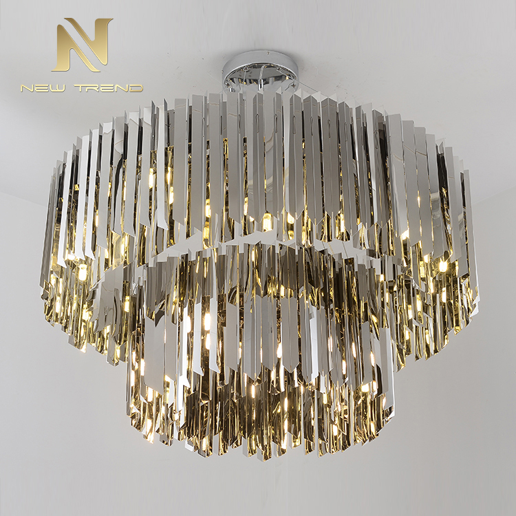 Hot Sale Gallery Villa Decorative Nordic Modern Chrome Cylinder Pendant Light PMU846