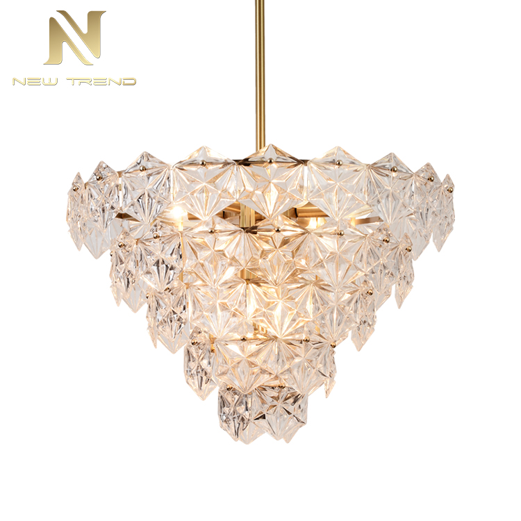 Hot Sale Villa Home Decoration Glass Chandeliers Modern Chrome LED Pendant Light POW8127