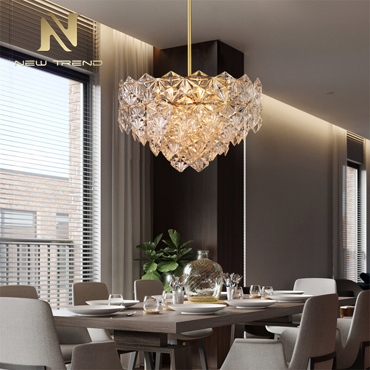 Hot Sale Villa Home Decoration Glass Chandeliers Modern Chrome LED Pendant Light POW8127