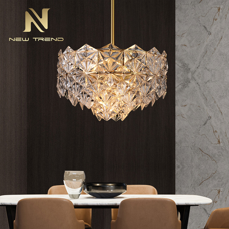 Hot Sale Villa Home Decoration Glass Chandeliers Modern Chrome LED Pendant Light POW8127