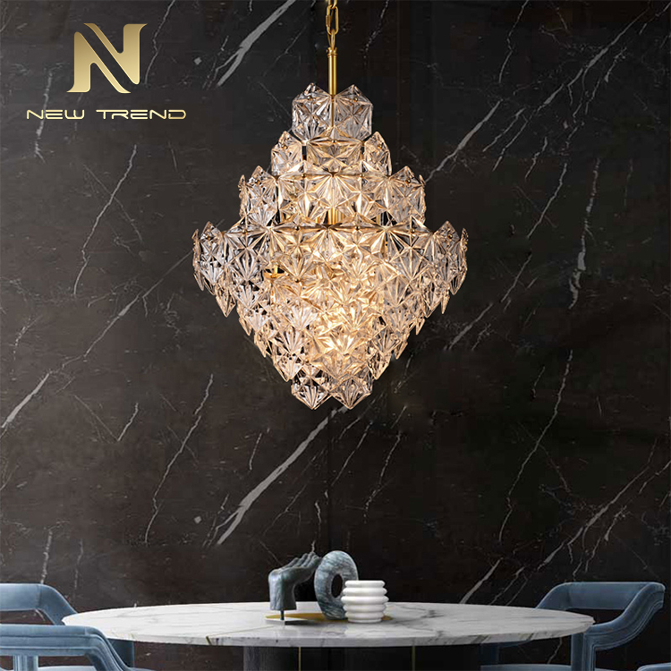 Hot Sale Villa Home Decoration Glass Chandeliers Modern Chrome LED Pendant Light POW8127