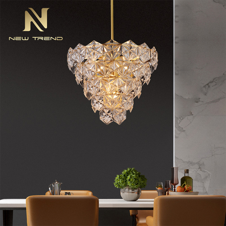 Hot Sale Villa Home Decoration Glass Chandeliers Modern Chrome LED Pendant Light POW8127