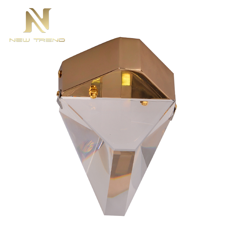 Modern interior decorative golden iron crystal triangular led ceiling lamp CM0018