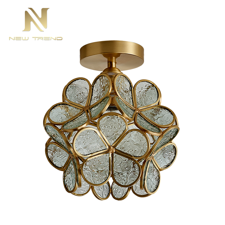 Retro style residential decoration hotel house copper flower ball ceiling light CF00287