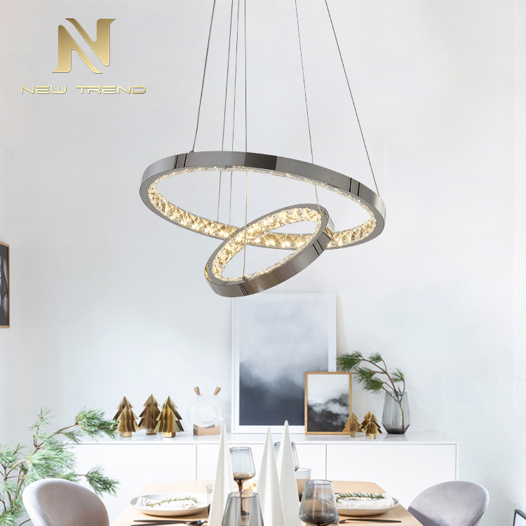 Crystal chandelier decorative small wedding hall double rings crossed pendant light DF0027