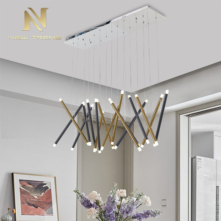 Cylinder design chandelier black gold color acrylic led pendant light DL0045