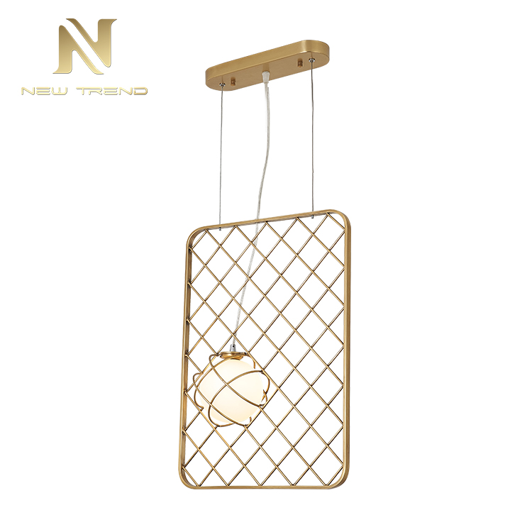 Modern design Nordic metal dining room iron indoor decorative square frame led Pendant lamp DM0010