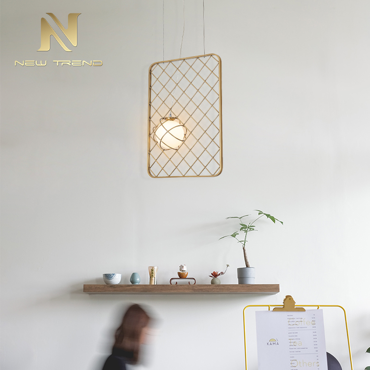 Modern design Nordic metal dining room iron indoor decorative square frame led Pendant lamp DM0010