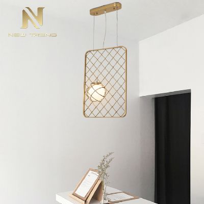 Modern design Nordic metal dining room iron indoor decorative square frame led Pendant lamp DM0010