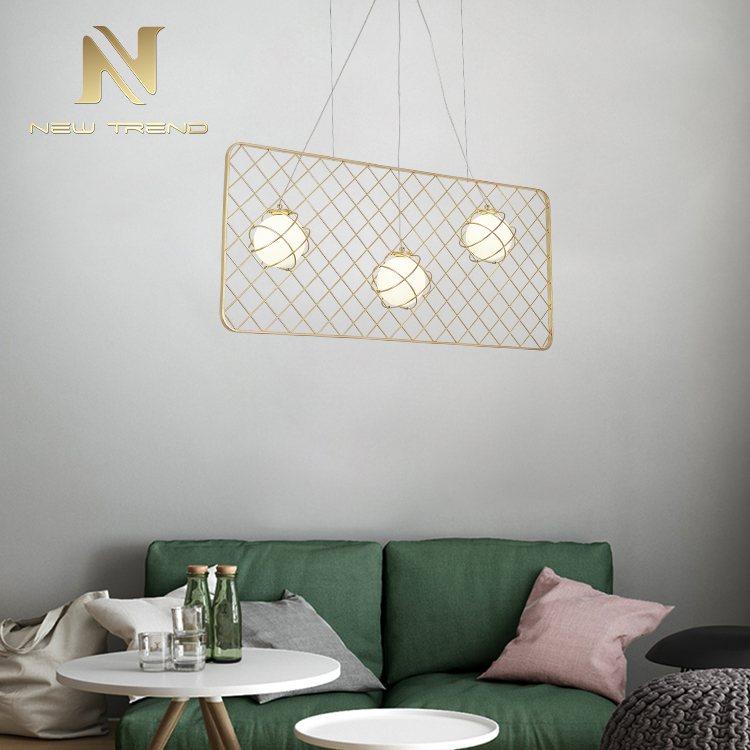 Popular interior decoration lamp for cafe home iron grid led pendant light DM0010