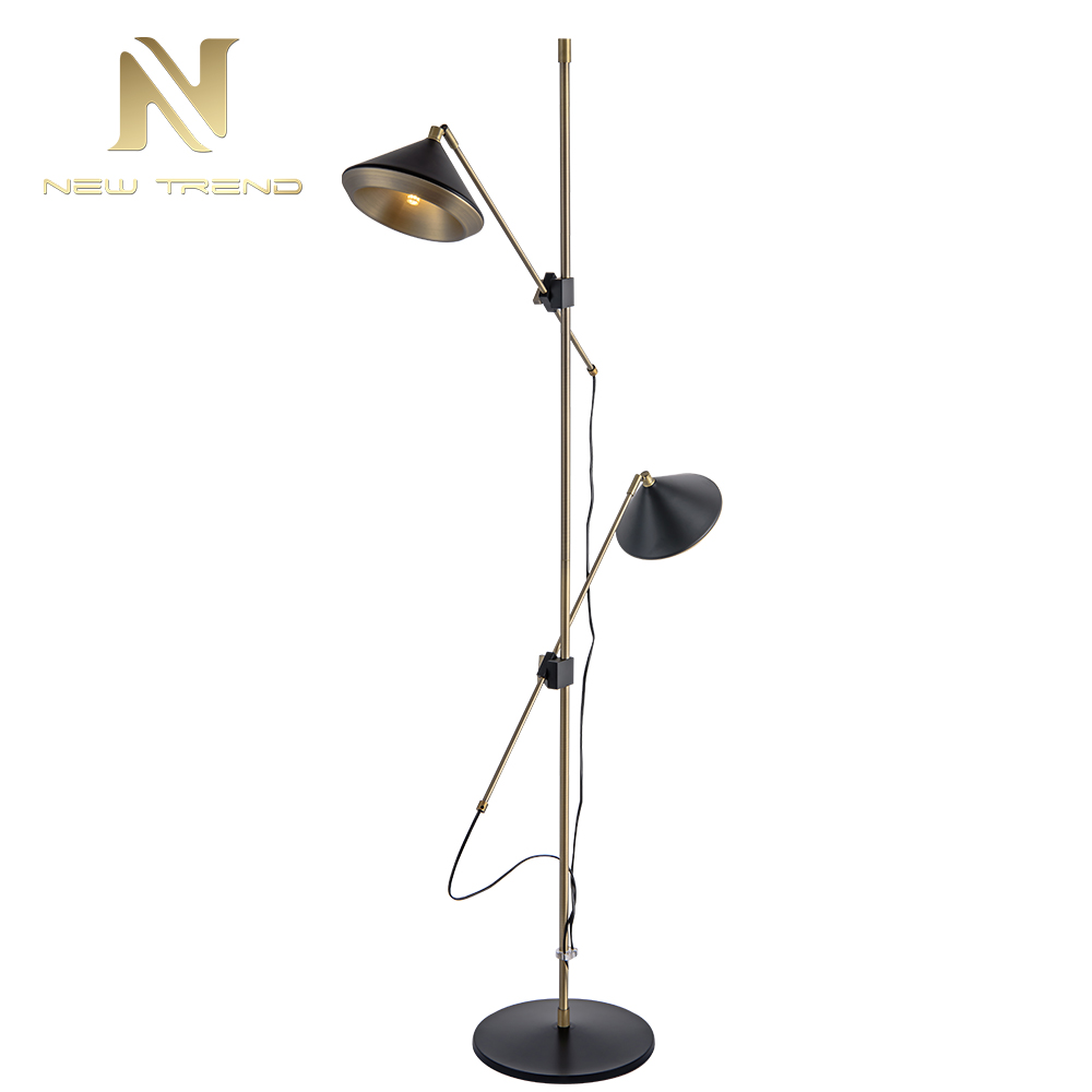 Hot sale hotel guest room bedroom iron gold black adjustable led floor light FH0066