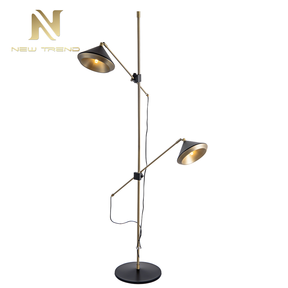 Hot sale hotel guest room bedroom iron gold black adjustable led floor light FH0066