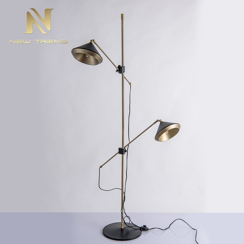 Hot sale hotel guest room bedroom iron gold black adjustable led floor light FH0066